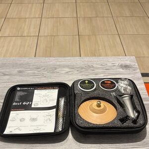 Cocktail Smoker Kit with Wood and Silver Accents